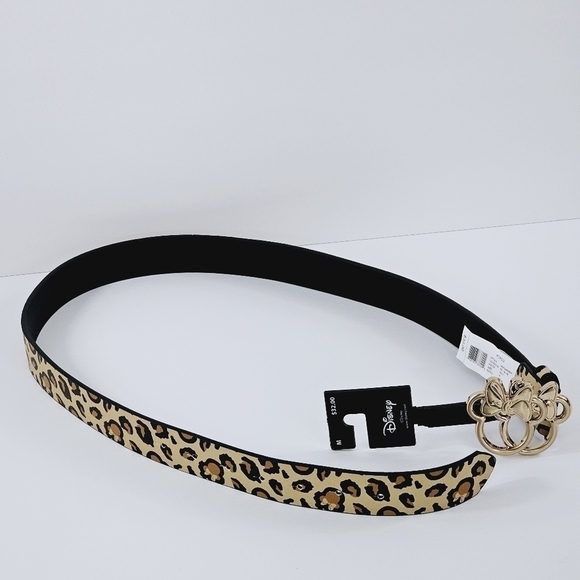 New! Disney Minnie Mouse Leopard Cheetah Gold Buckle Belt - Picture 5 of 8